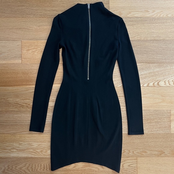 Helmut Lang Black Asymmetrical Long Sleeve Mini Dress Size 2 - Picture 4 of 6